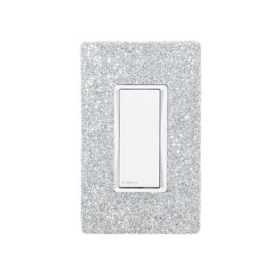 Hardwired WiFi Switch with Austrian Crystals and White Faceplate - Platinum on White Wallplate