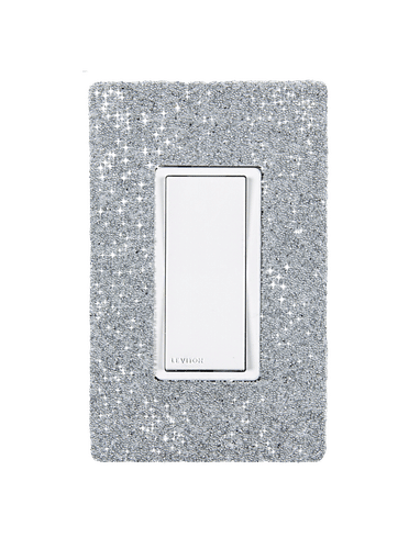 Hardwired Wifi Switch with Slate Austrian Crystals on White