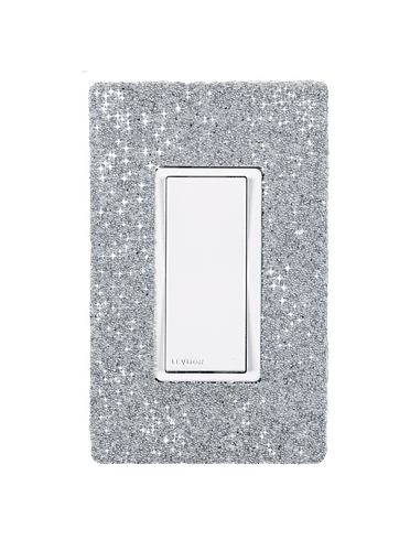 Hardwired Wifi Switch with Slate Austrian Crystals on White