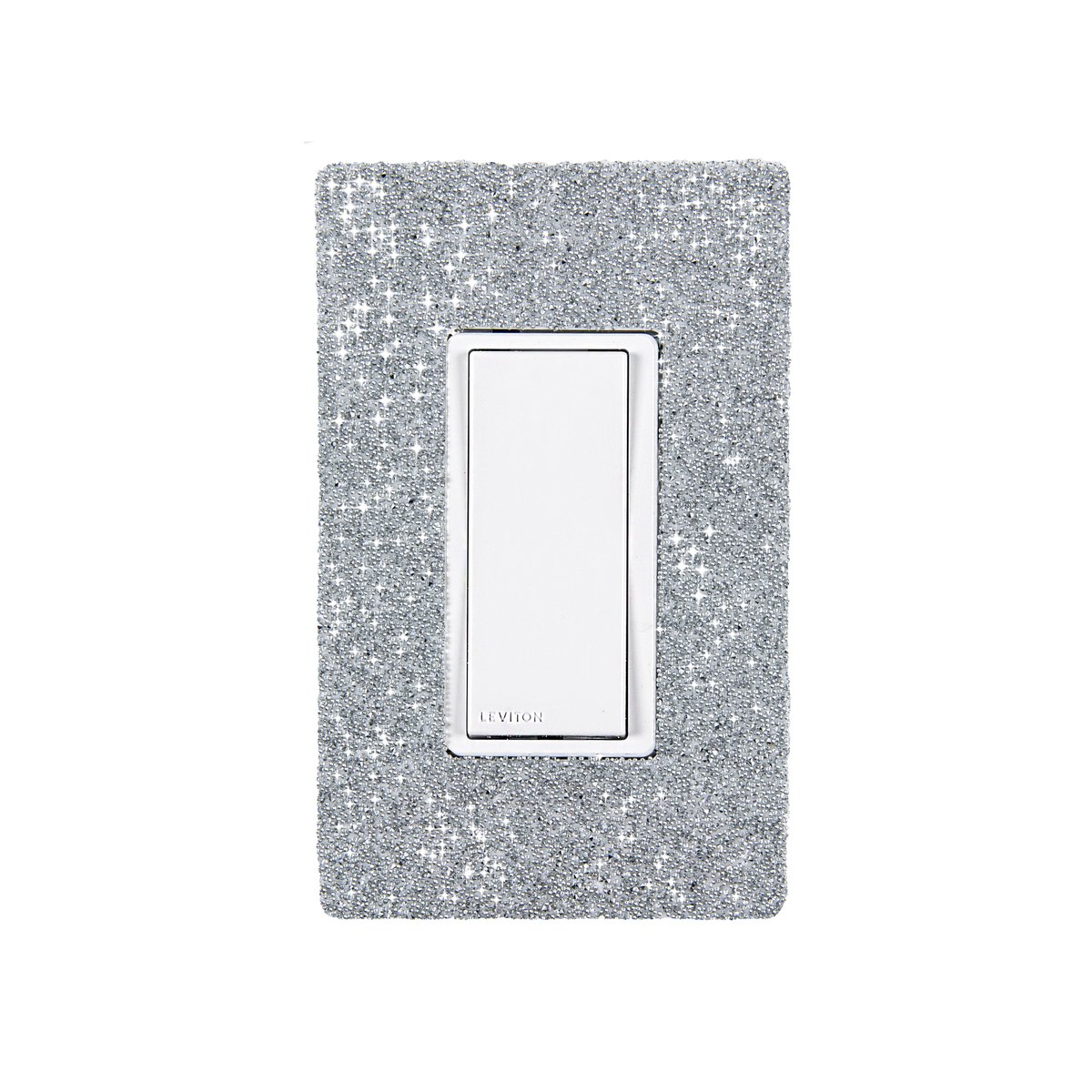 Hardwired Wifi Switch with Slate Austrian Crystals on White