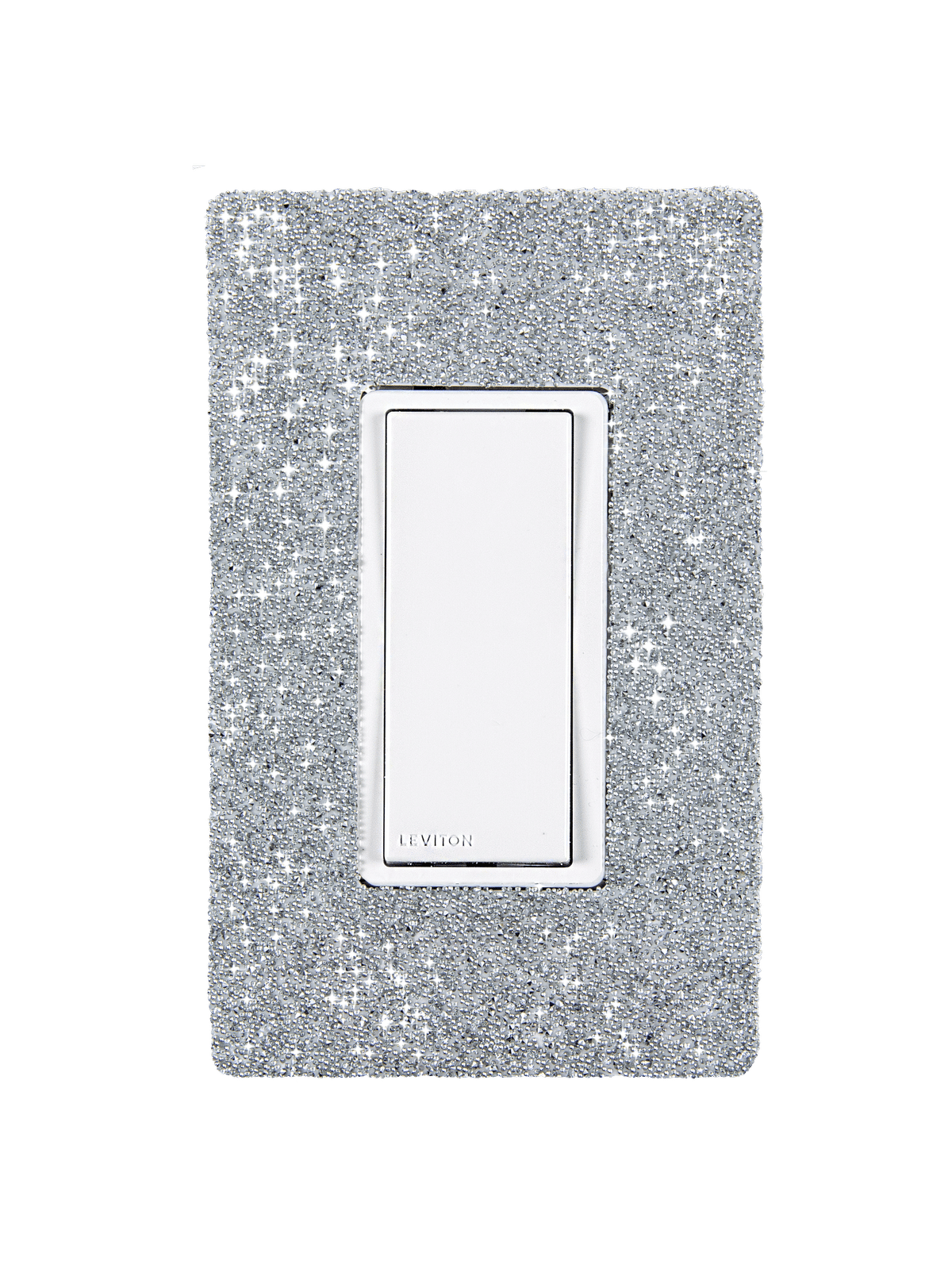Hardwired Wifi Switch with Slate Austrian Crystals on White