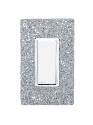 Hardwired Wifi Switch with Slate Austrian Crystals on White
