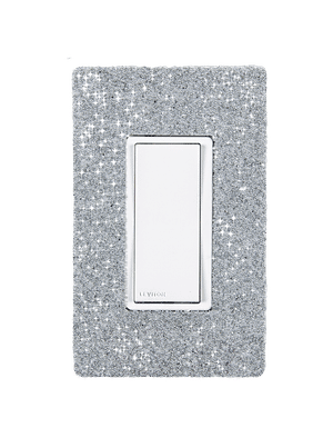 Hardwired Wifi Switch with Slate Austrian Crystals on White