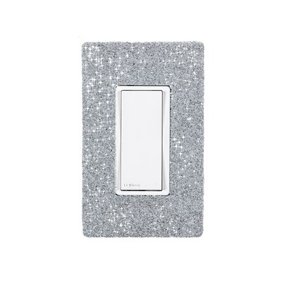Hardwired WiFi Switch with Austrian Crystals and White Faceplate - Slate on White Wallplate
