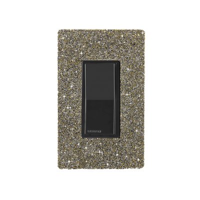 Hardwired WiFi Switch with Austrian Crystals and Black Faceplate - Spice on Black Wallplate