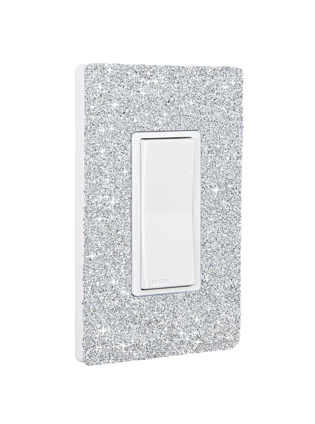 Hardwired Wifi Switch with Platinum Austrian Crystals on White