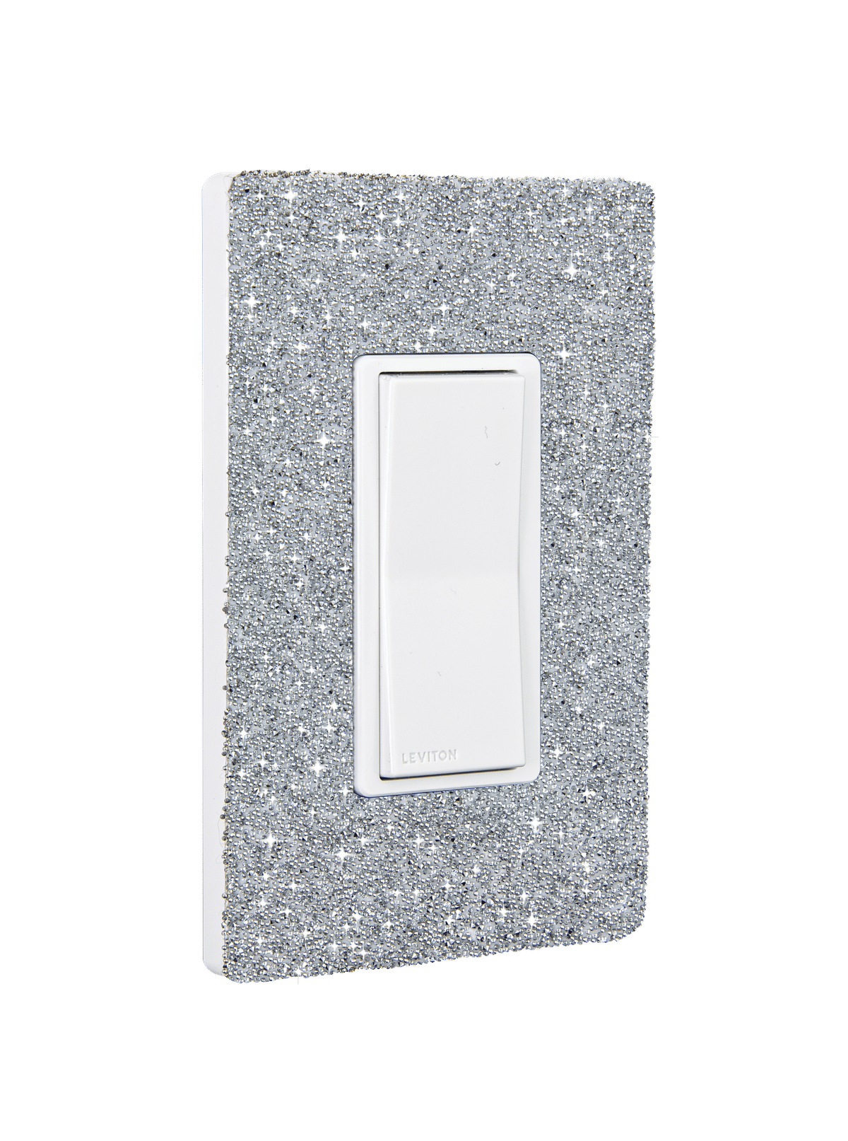 Hardwired Wifi Switch with Slate Austrian Crystals on White