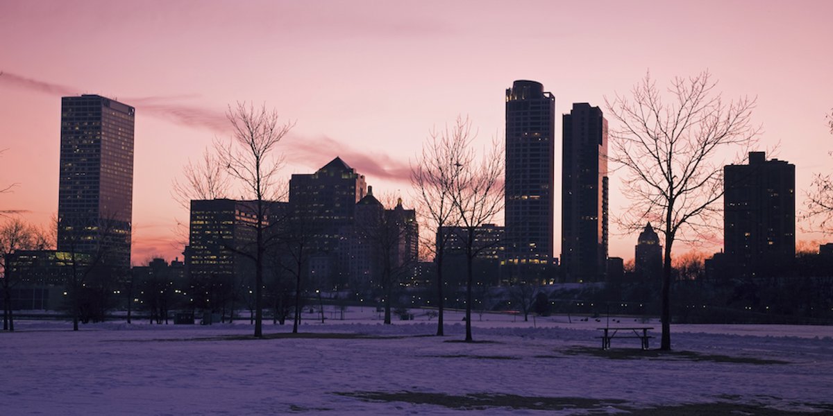 Winter sunset in Milwaukee