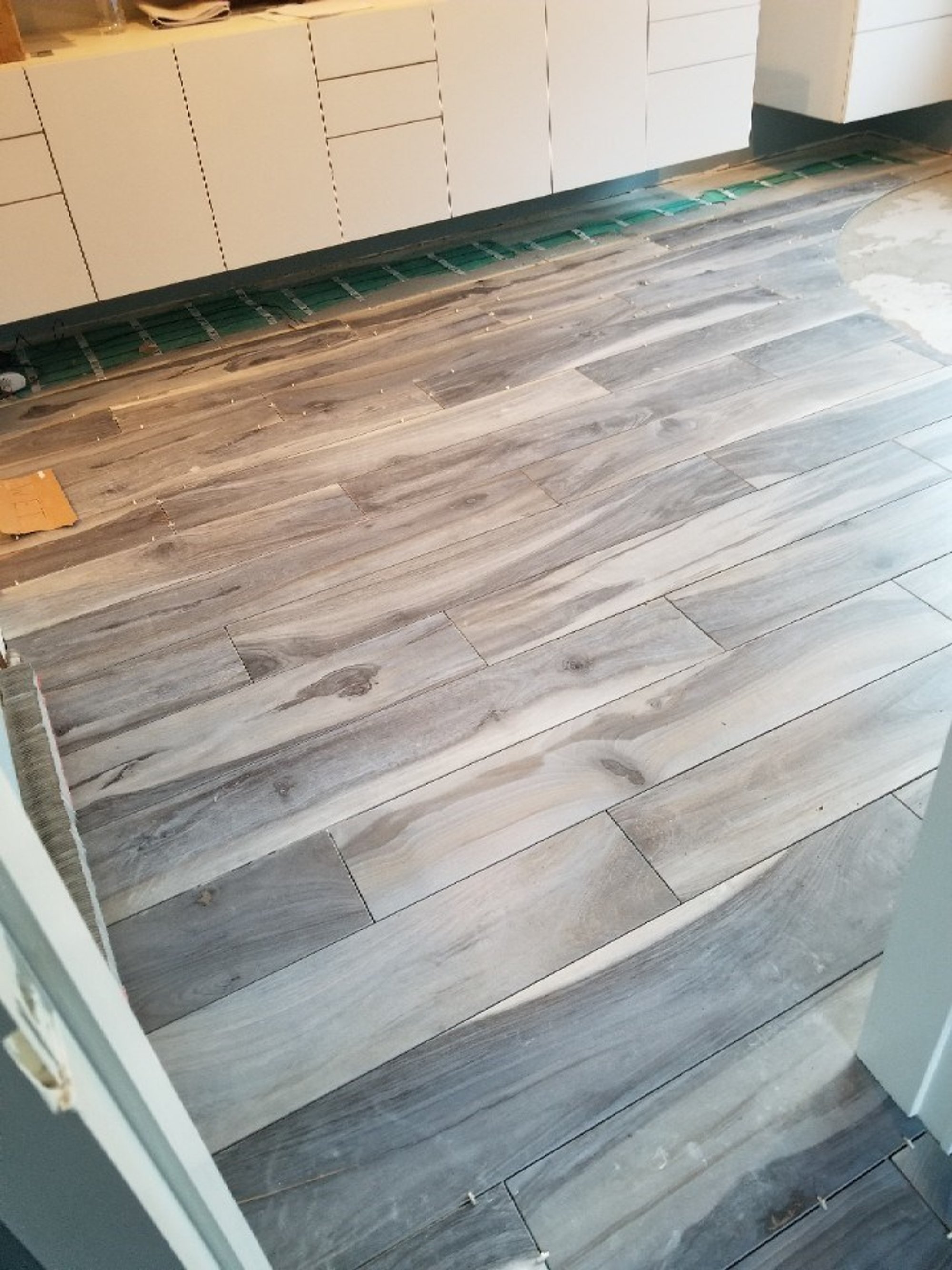 Wood-like tile floor with electric floor heating PROVIDENCE, RI