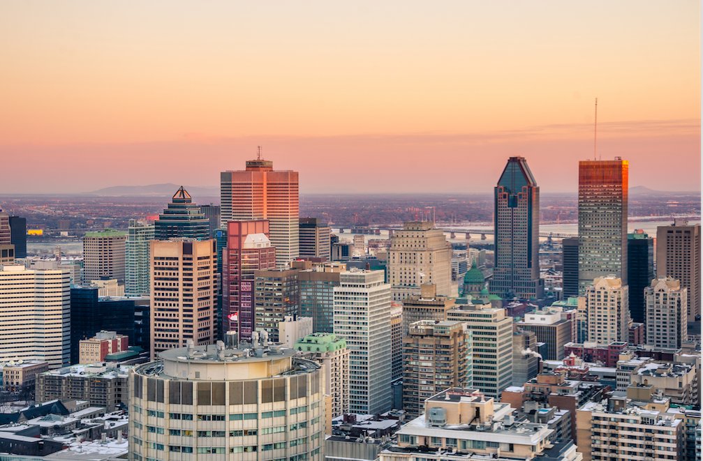 Sunset over Montreal in Winter