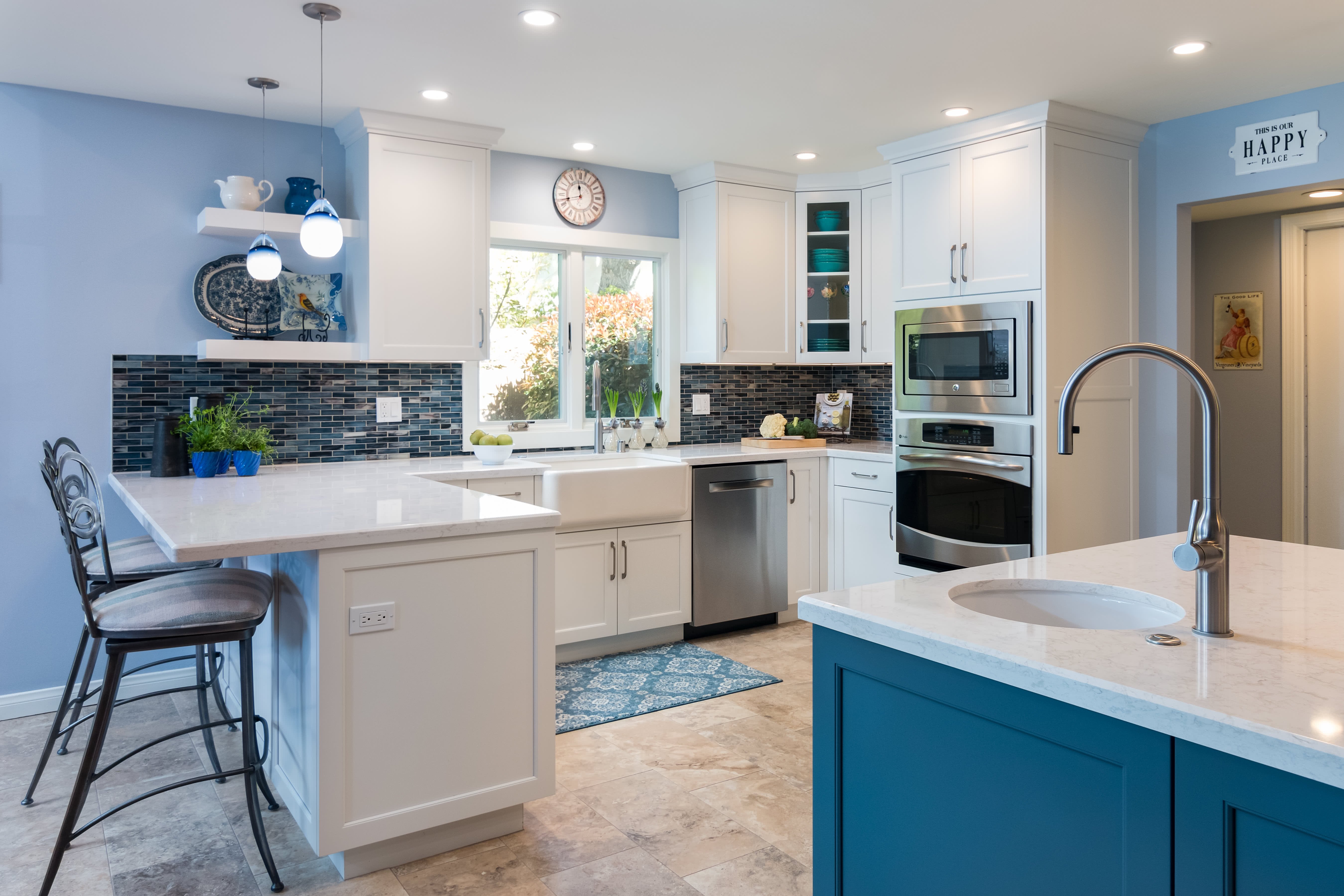 Blue Kitchen Remodel with Heated Tile Floors 7