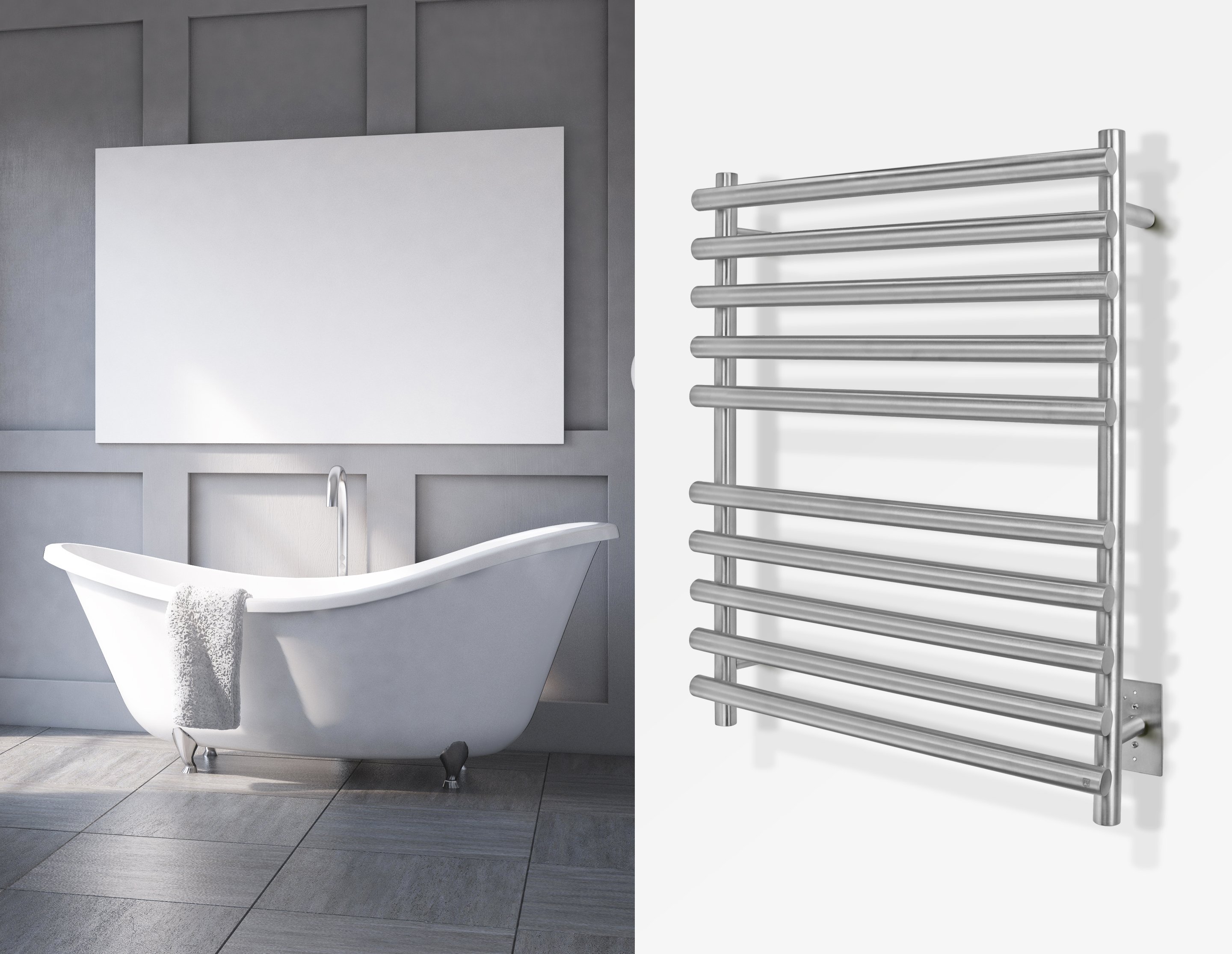 Rome Towel Warmer Brushed Lifestyle