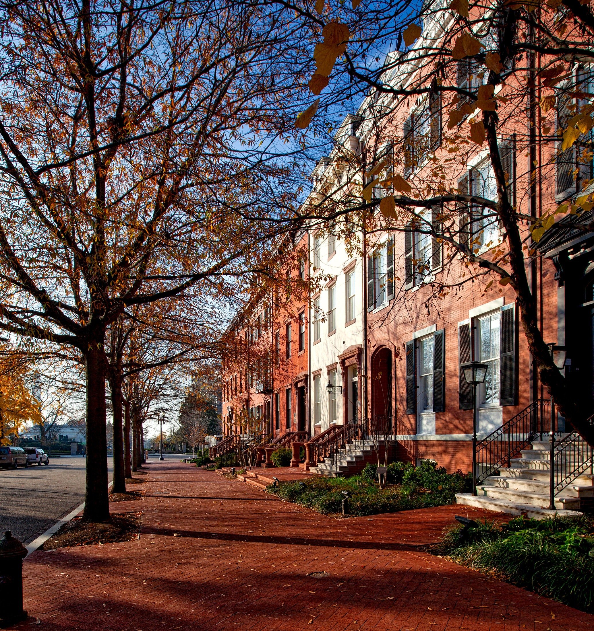 Washington DC Homes Sidewalk during Fall