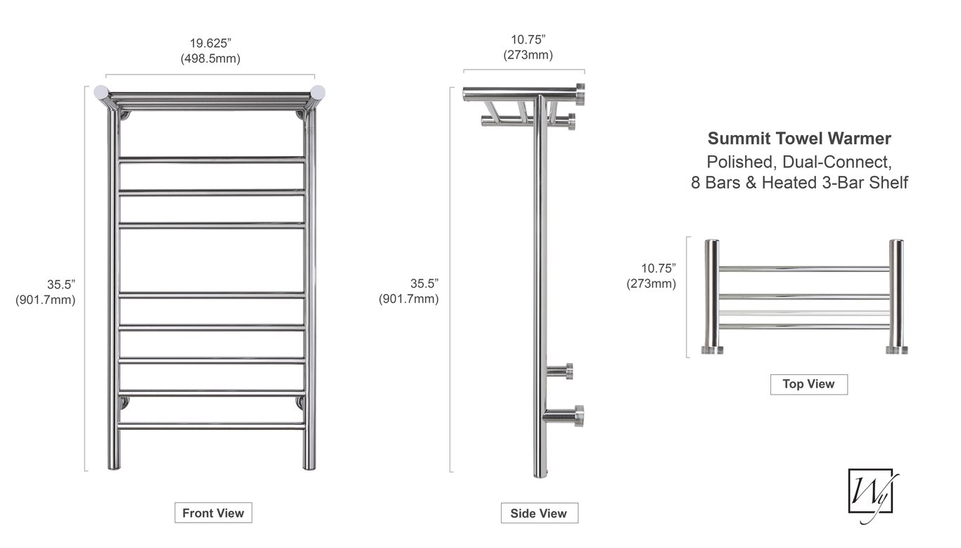 Summit Polished Dual Connect Towel Warmer Dimensions