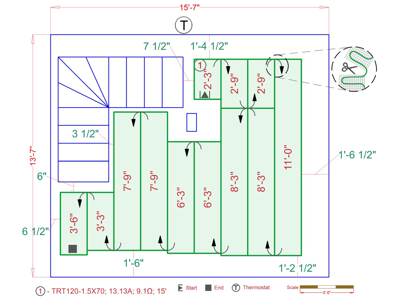 Basement Plan Small 3 105 sq.ft. with TempZone Floor Heating Floor Plan ...