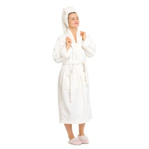 Relaxing in a warm robe and slippers