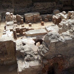 ancient hypocaust radiant heating system in Greece
