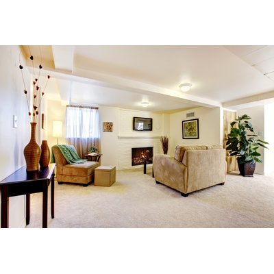 Basement Living Room Lifestyle Stock Photo