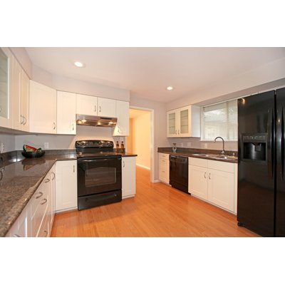 Kitchen with black appliances