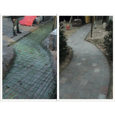 Side-by-Side of Snow Melting System installed under walkway