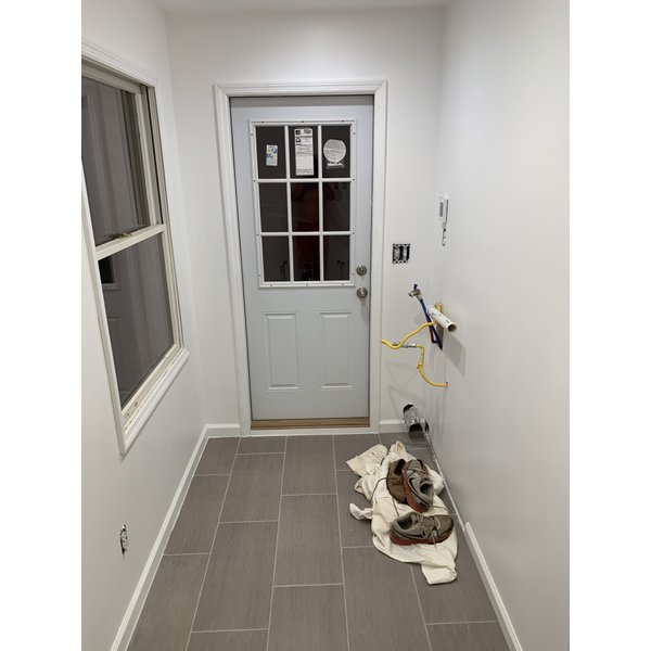 Electric floor heating installation in a mudroom after picture