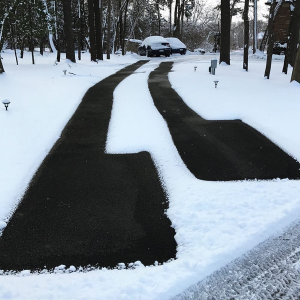 Electric Snow Melt Tire Tracks Installed in a Heated Driveway