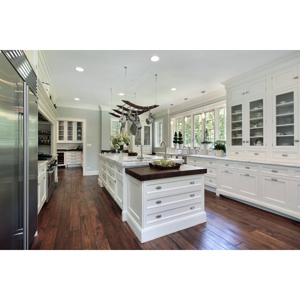 White Kitchen with Dark Hardwood