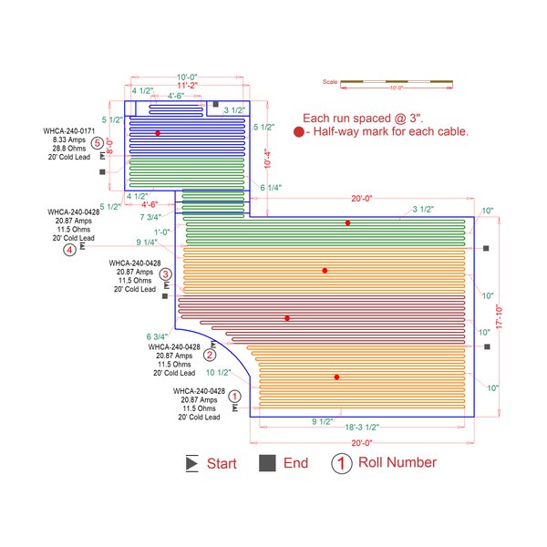 Snow melting cable floor plan - Driveway IP1382338