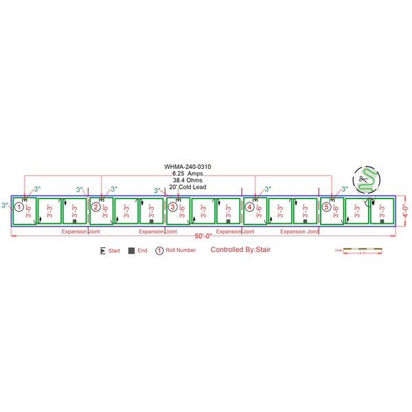 Snow melting mat floor plan for landing - cropped