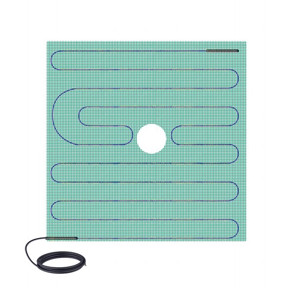 Floor heating shower mat with drain hole and cold lead