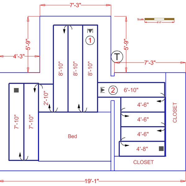 Large bedroom floor plan shows Environ floor heating system