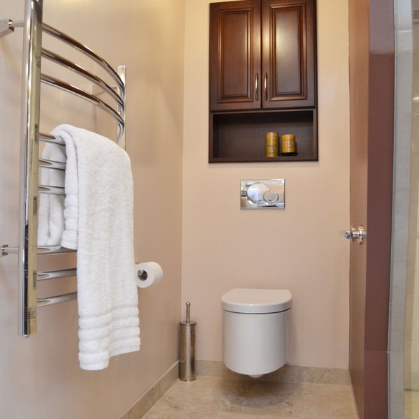 The Riviera towel warmer is hardwired and boasts 9 bars.