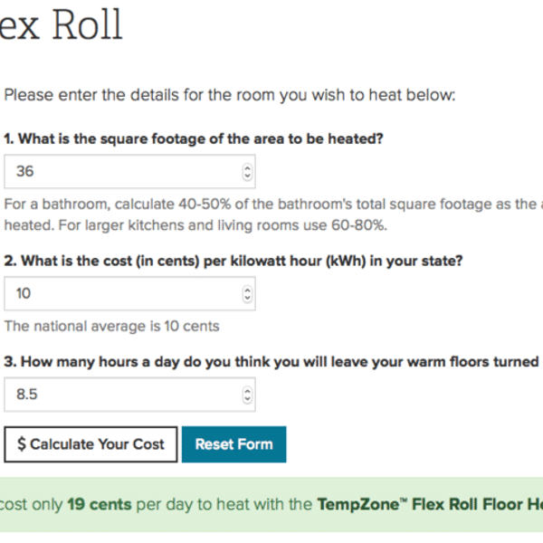 Radiant Heated Floors Cost Very Little, How Much Does Heated Tile Floor Cost Calculator