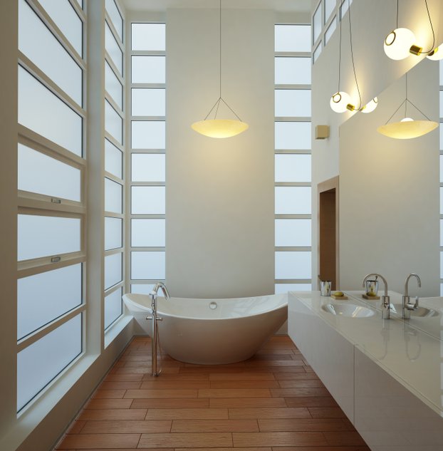 Bathroom with Tub Hardwood Floors