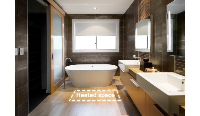 heated space example in modern bathroom