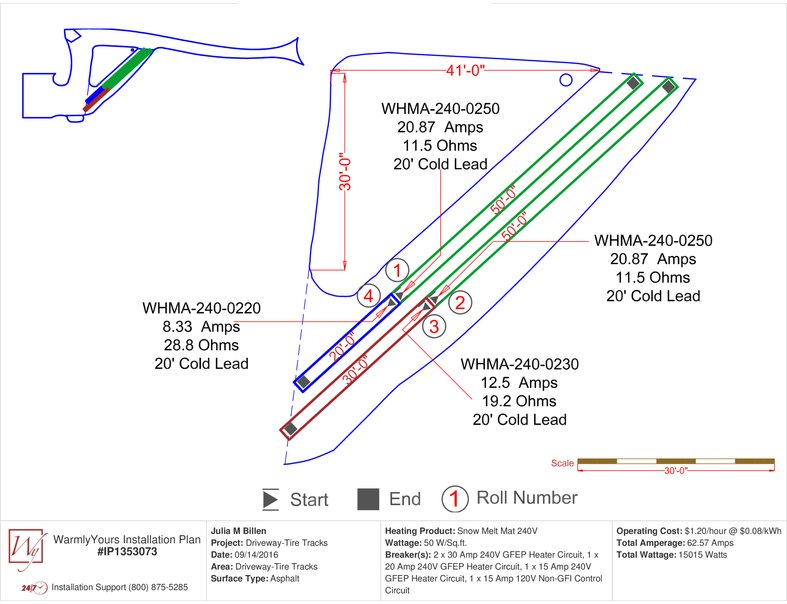 SmartPlan tire tracks snow melting project
