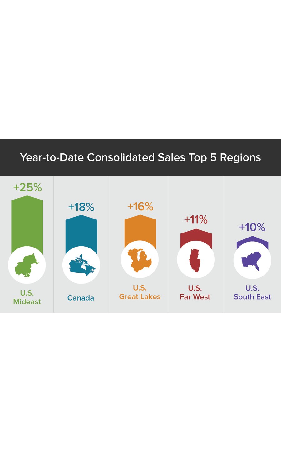 2016 Year-to-Date Consolidated Sales Top 5 Region Infographic