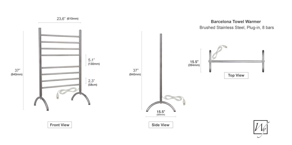 Barcelona Towel Warmer Dimensions